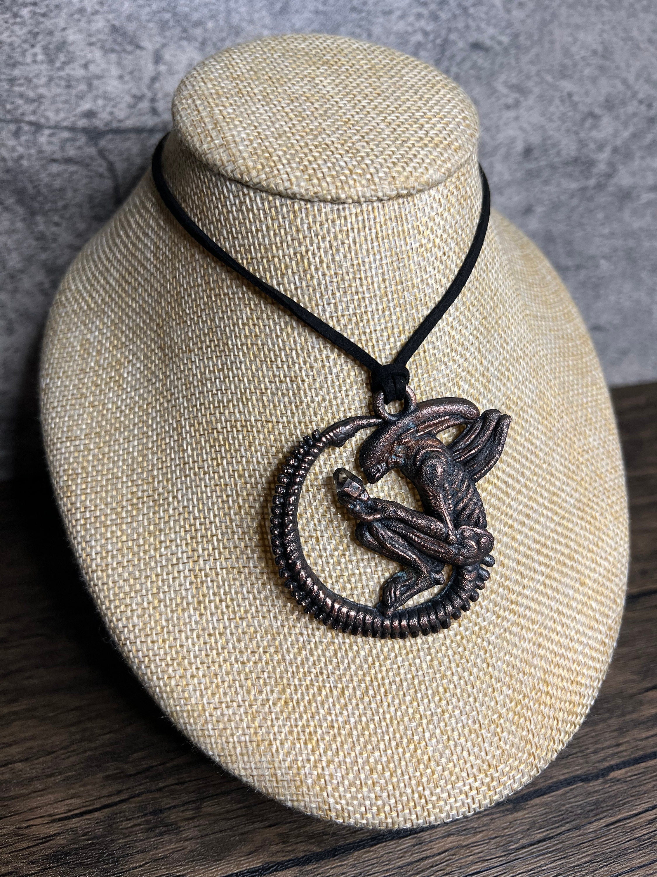Alien Queen Pendant • Electroformed Copper • Sci-Fi Jewelry • Handmade Necklace