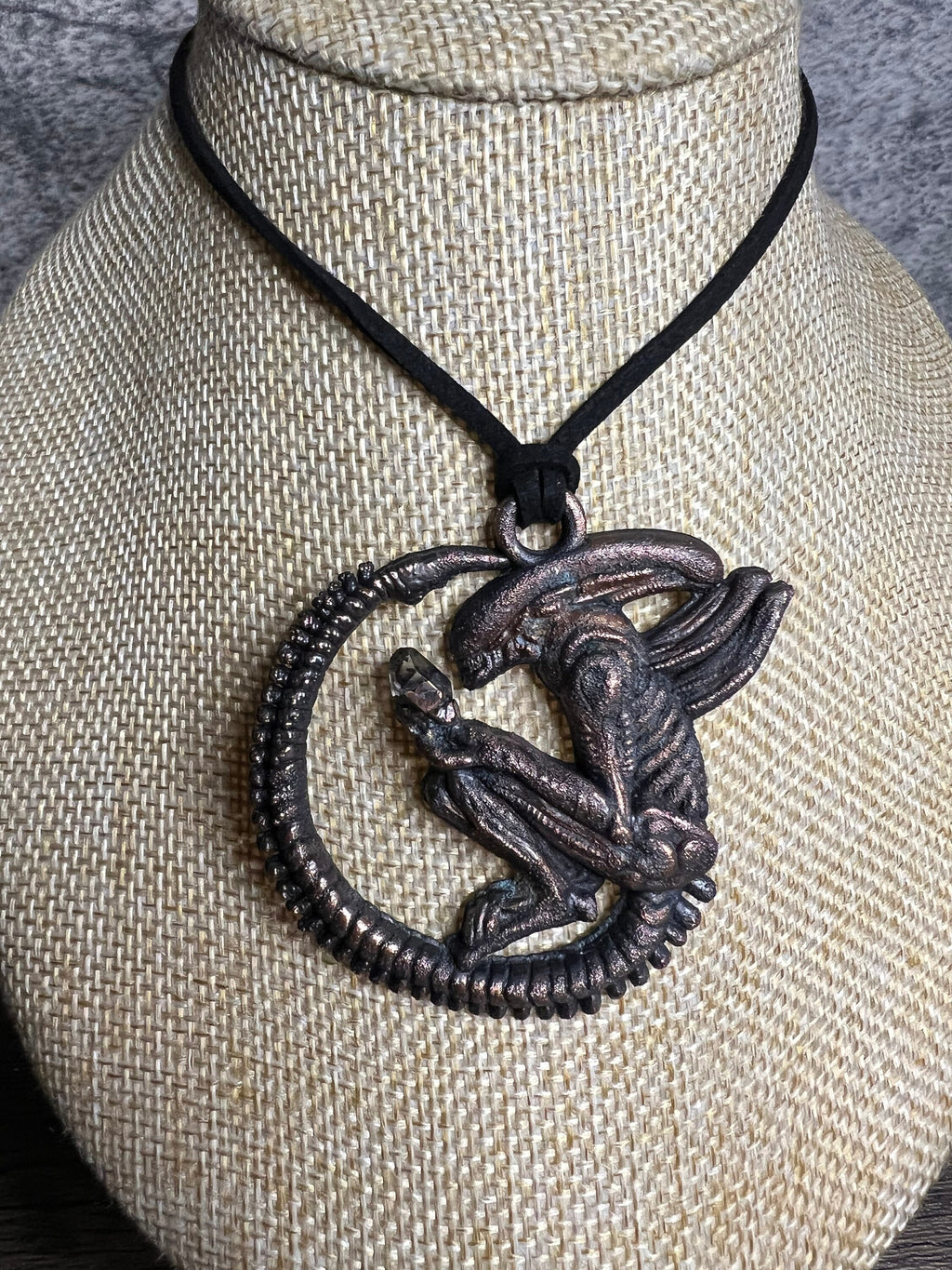 Alien Queen Pendant • Electroformed Copper • Sci-Fi Jewelry • Handmade Necklace