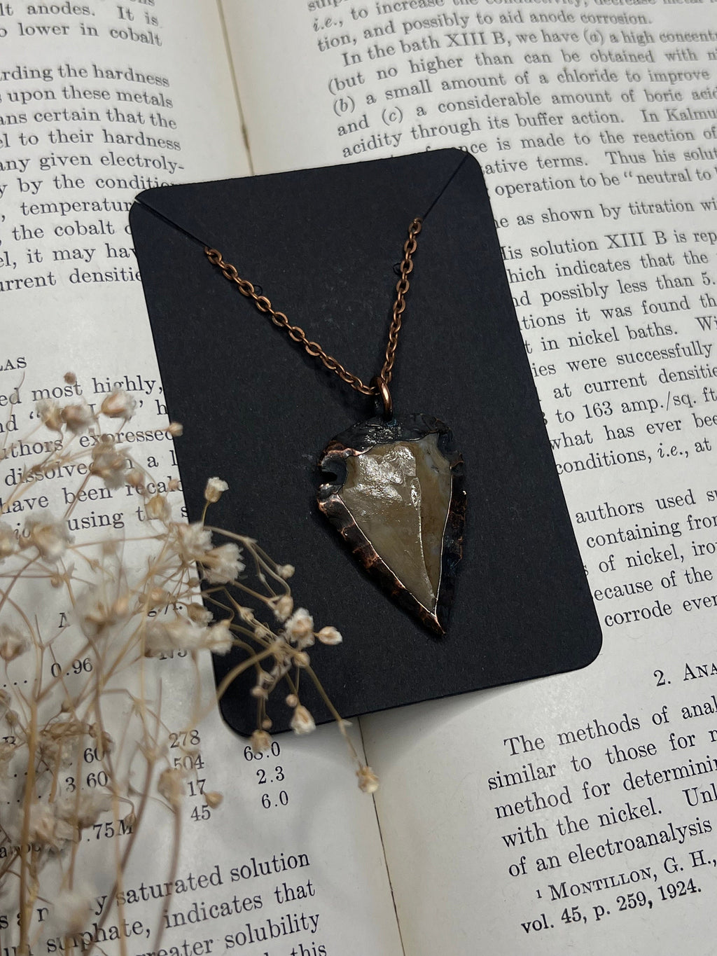Flint Arrowhead Pendant • Electroformed Copper • Primitive Jewelry
