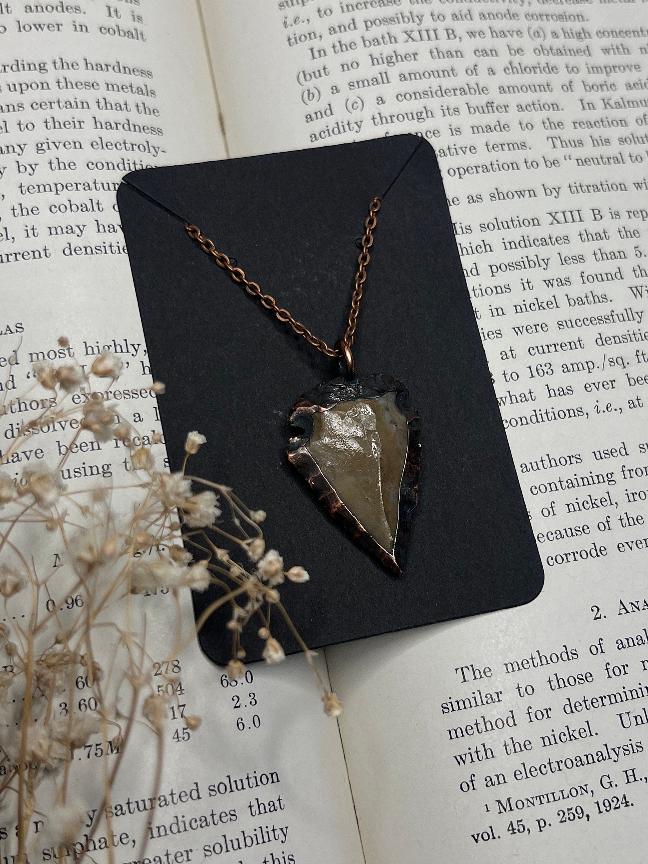 Flint Arrowhead Pendant • Electroformed Copper • Primitive Jewelry