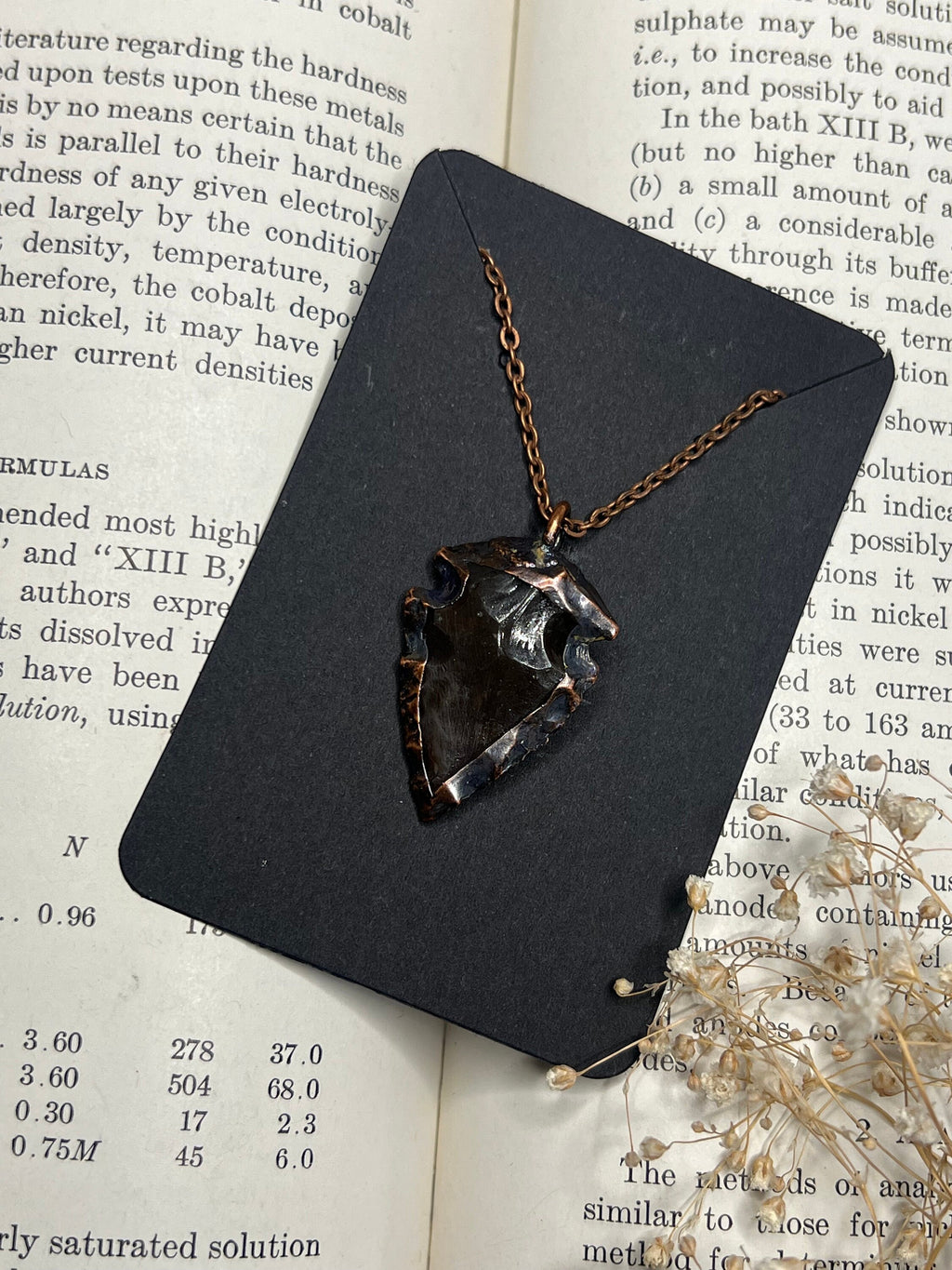 Flint Arrowhead Pendant • Electroformed Copper • Primitive Jewelry