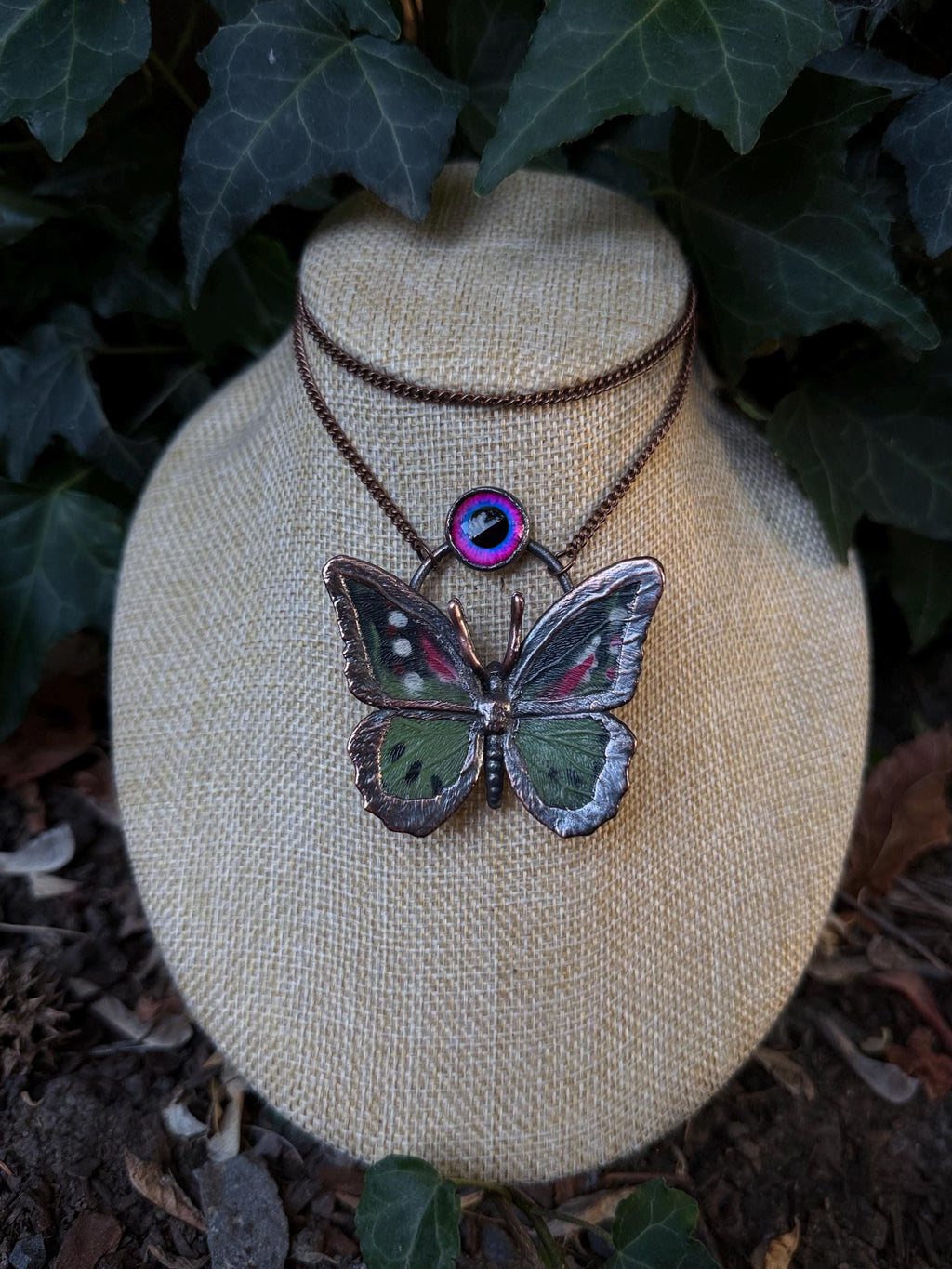 Pink Eye • Butterfly Specimen • Electroformed Copper Pendant • Curiosity Collection