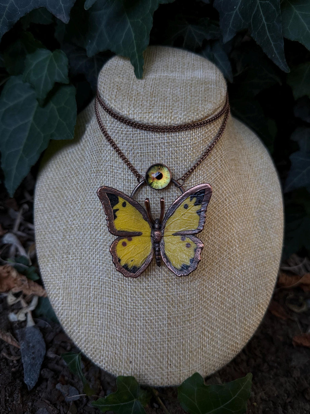 Golden Eye • Butterfly Pendant • Electroformed Copper