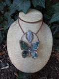 Gray Moonstone • Butterfly Necklace • Electroformed Copper Pendant
