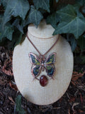 Carnelian • Butterfly Necklace • Electroformed Copper Pendant