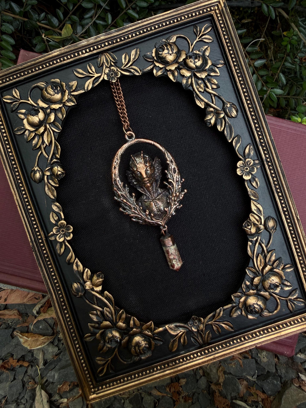 Amphibious Creature Pendant • Original Design • Crystal Quartz • Electroformed Copper