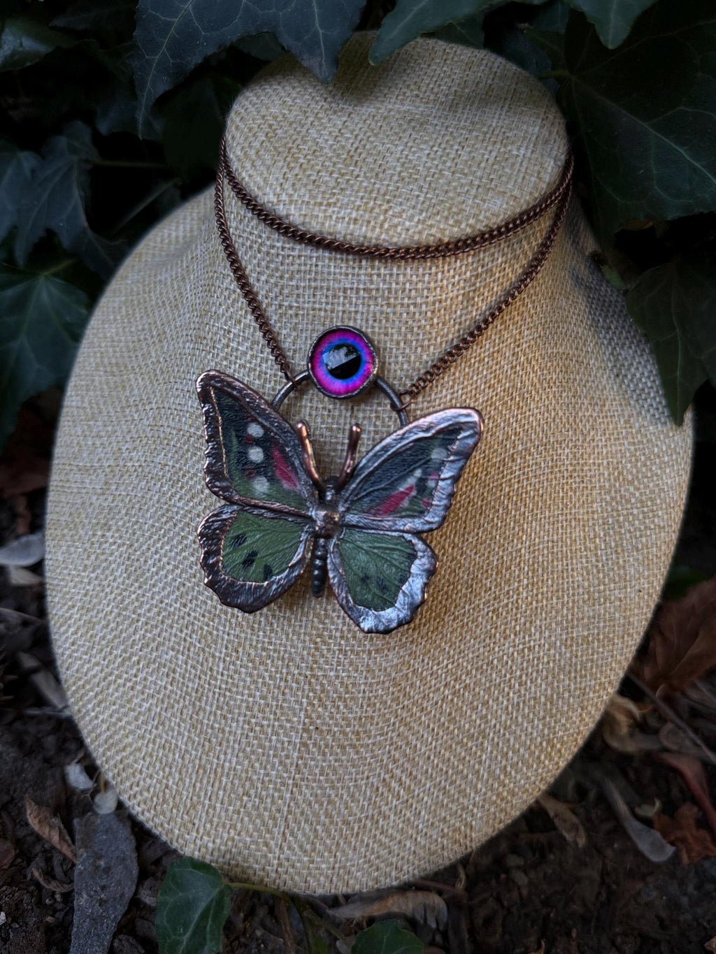 Pink Eye • Butterfly Specimen • Electroformed Copper Pendant • Curiosity Collection