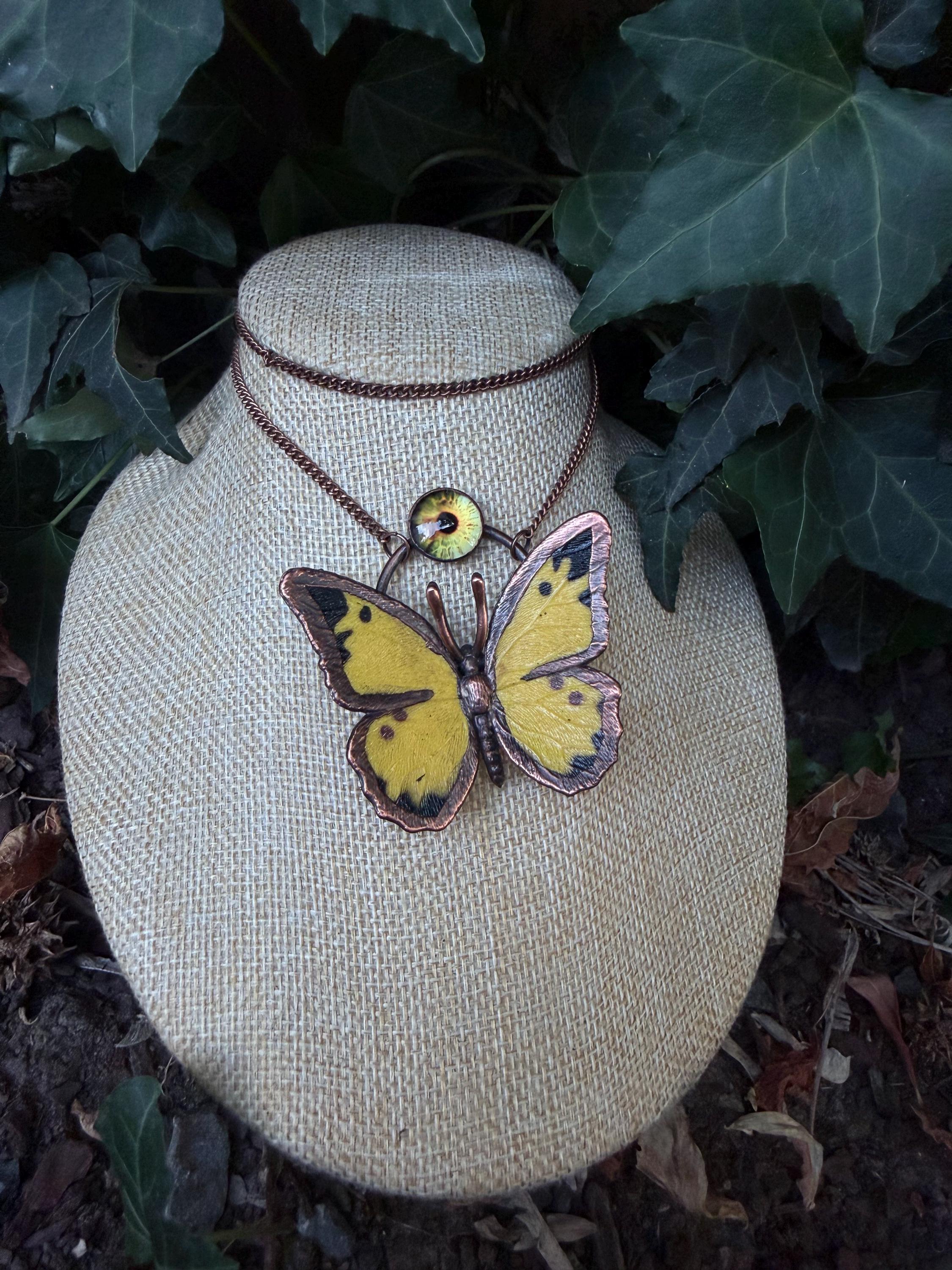 Golden Eye • Butterfly Pendant • Electroformed Copper