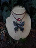 Crimson Eye • Butterfly Necklace • Electroformed Copper Pendant