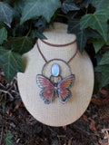 Moonstone • Butterfly Necklace • Electroformed Copper Pendant