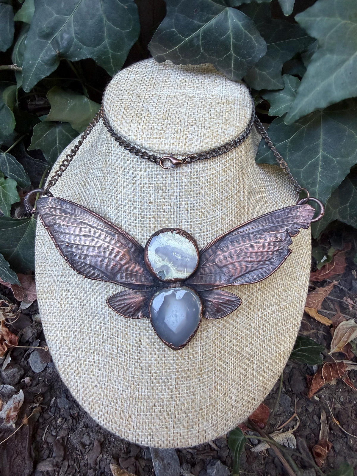 Real Cicada Wing Pendant • Solar Quartz • Electroformed Copper