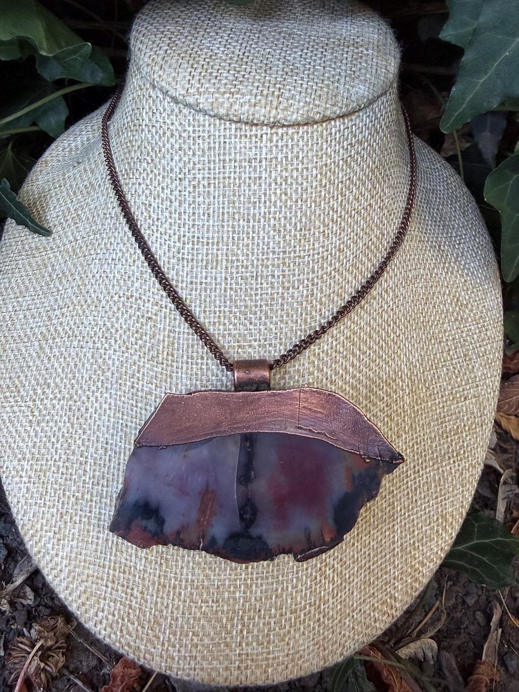 Petrified Wood Pendant • Electroformed Copper • Handmade Necklace