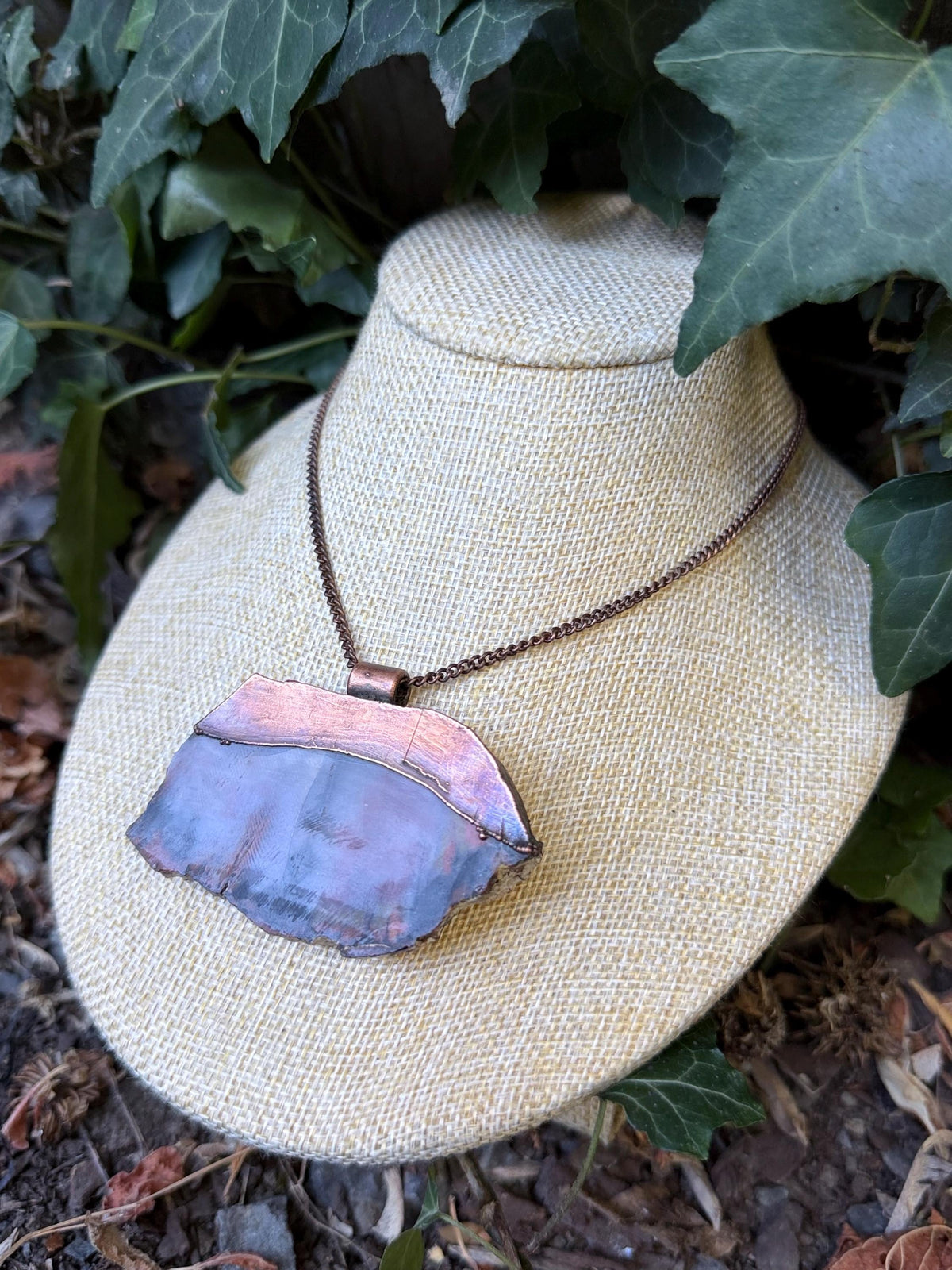 Petrified Wood Pendant • Electroformed Copper • Handmade Necklace