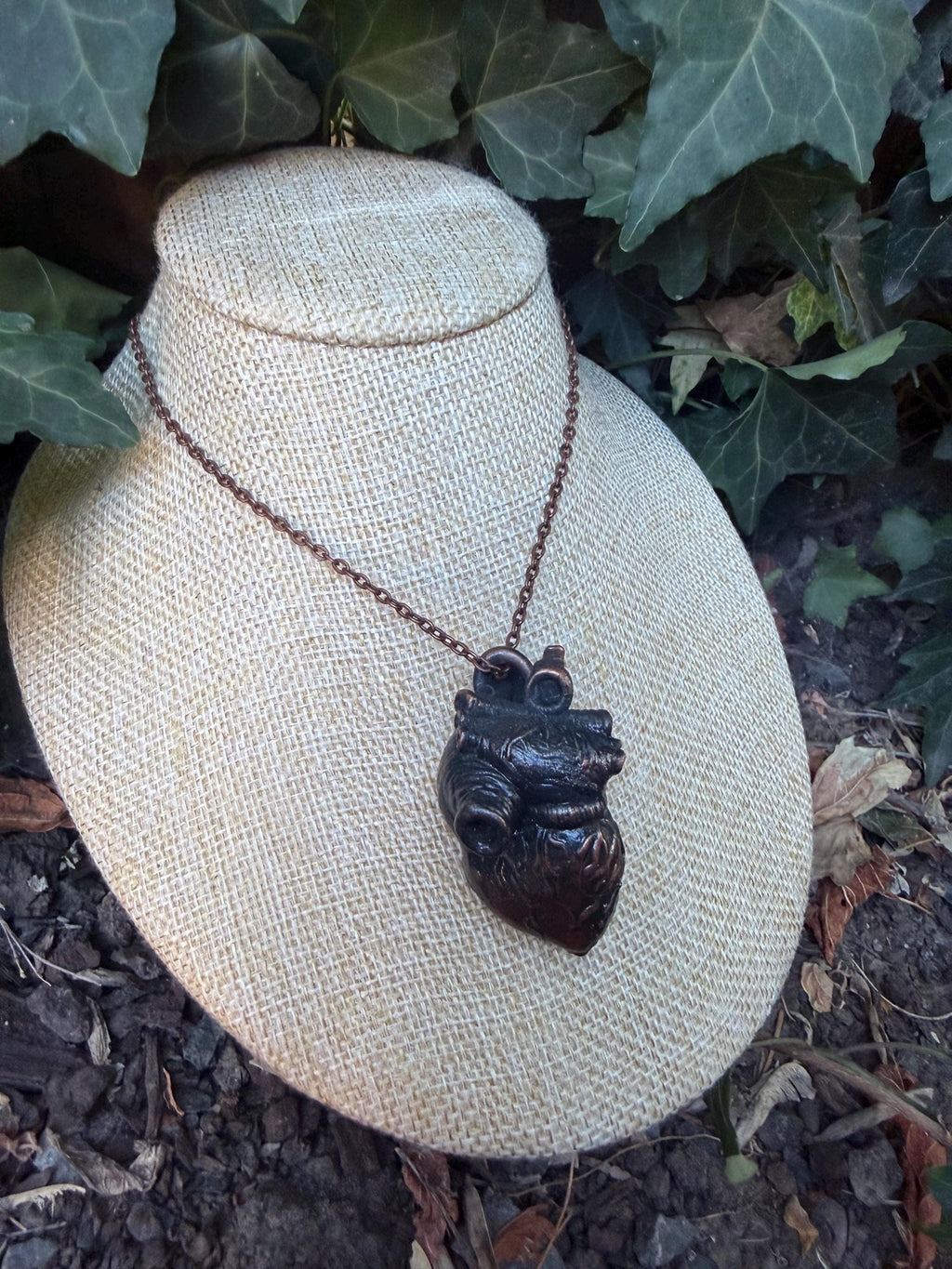 Anatomical Heart Necklace • Electroformed Copper Heart Pendant • Gothic Oddity Jewelry