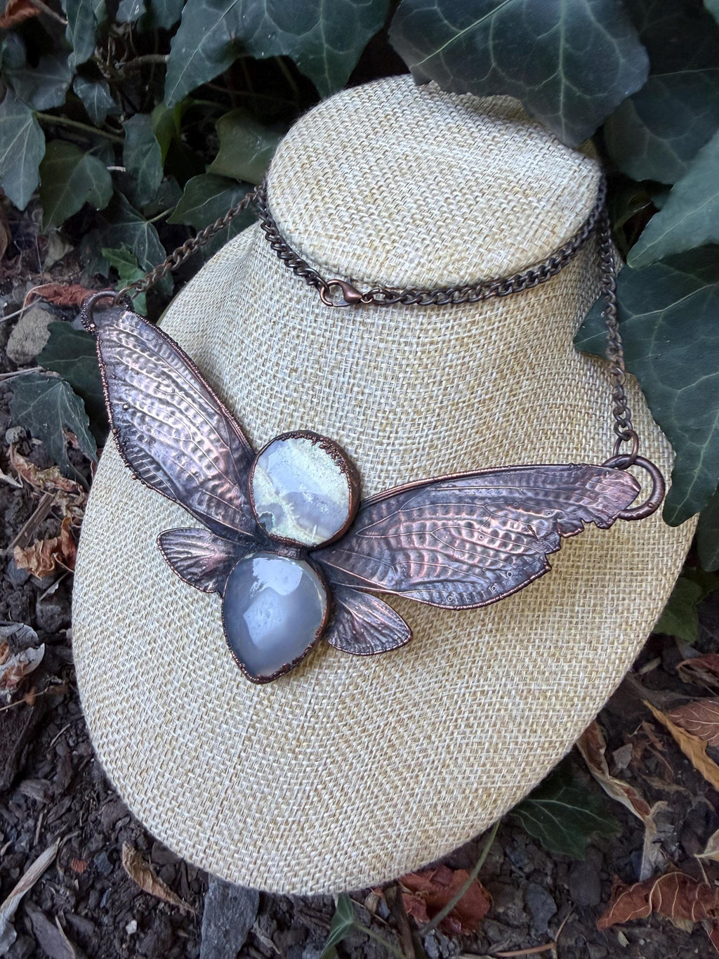Real Cicada Wing Pendant • Solar Quartz • Electroformed Copper