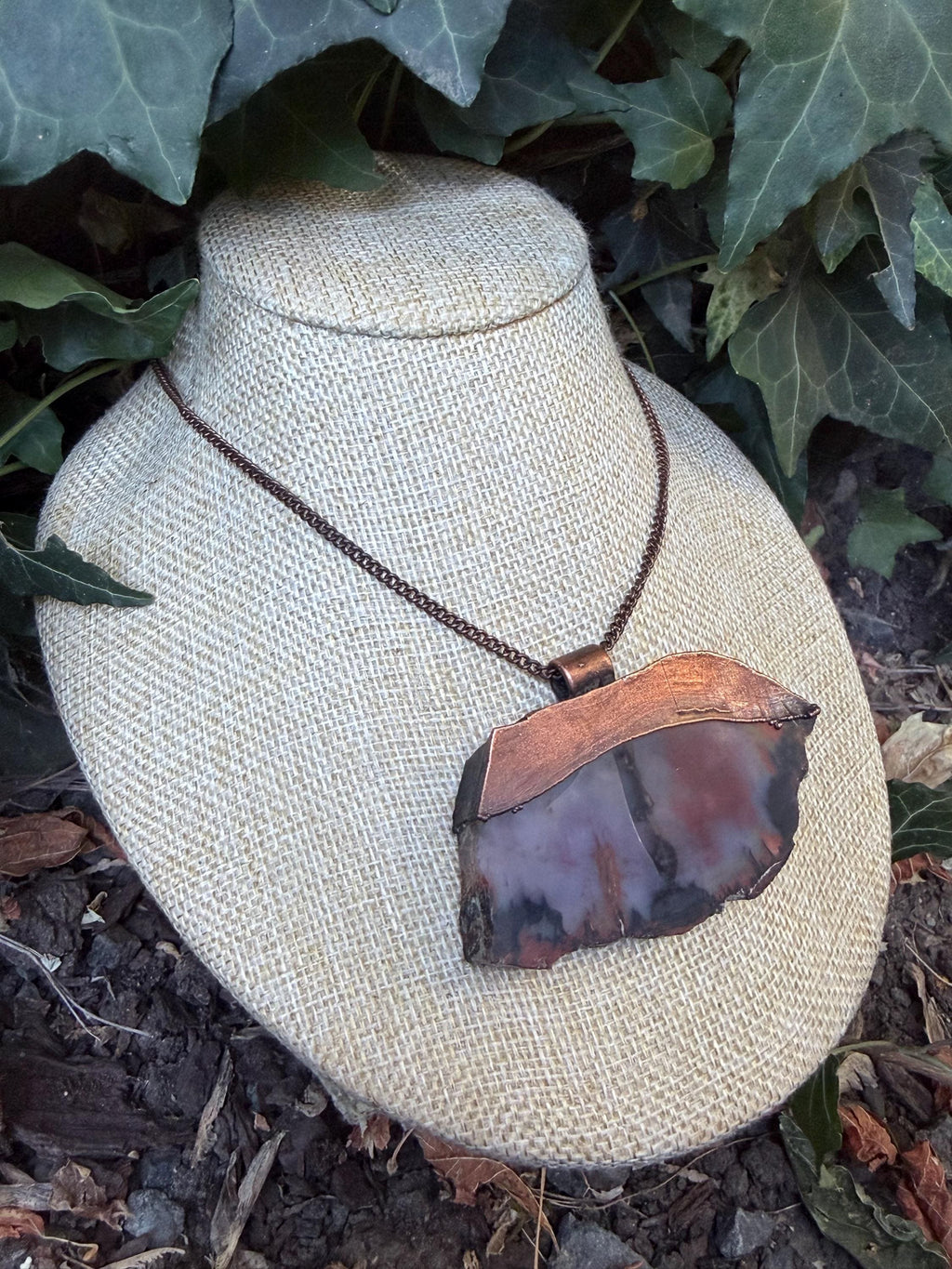 Petrified Wood Pendant • Electroformed Copper • Handmade Necklace