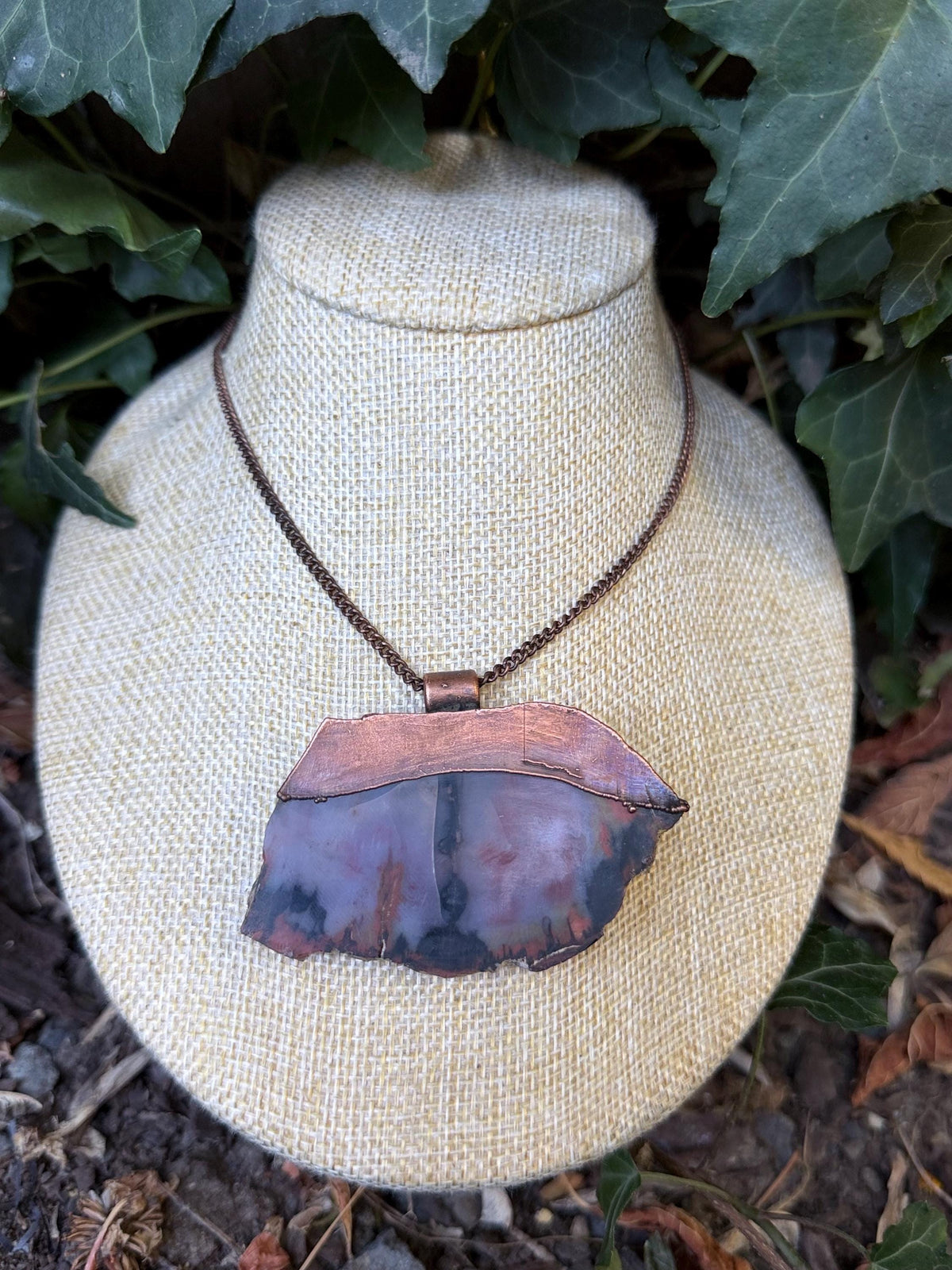 Petrified Wood Pendant • Electroformed Copper • Handmade Necklace