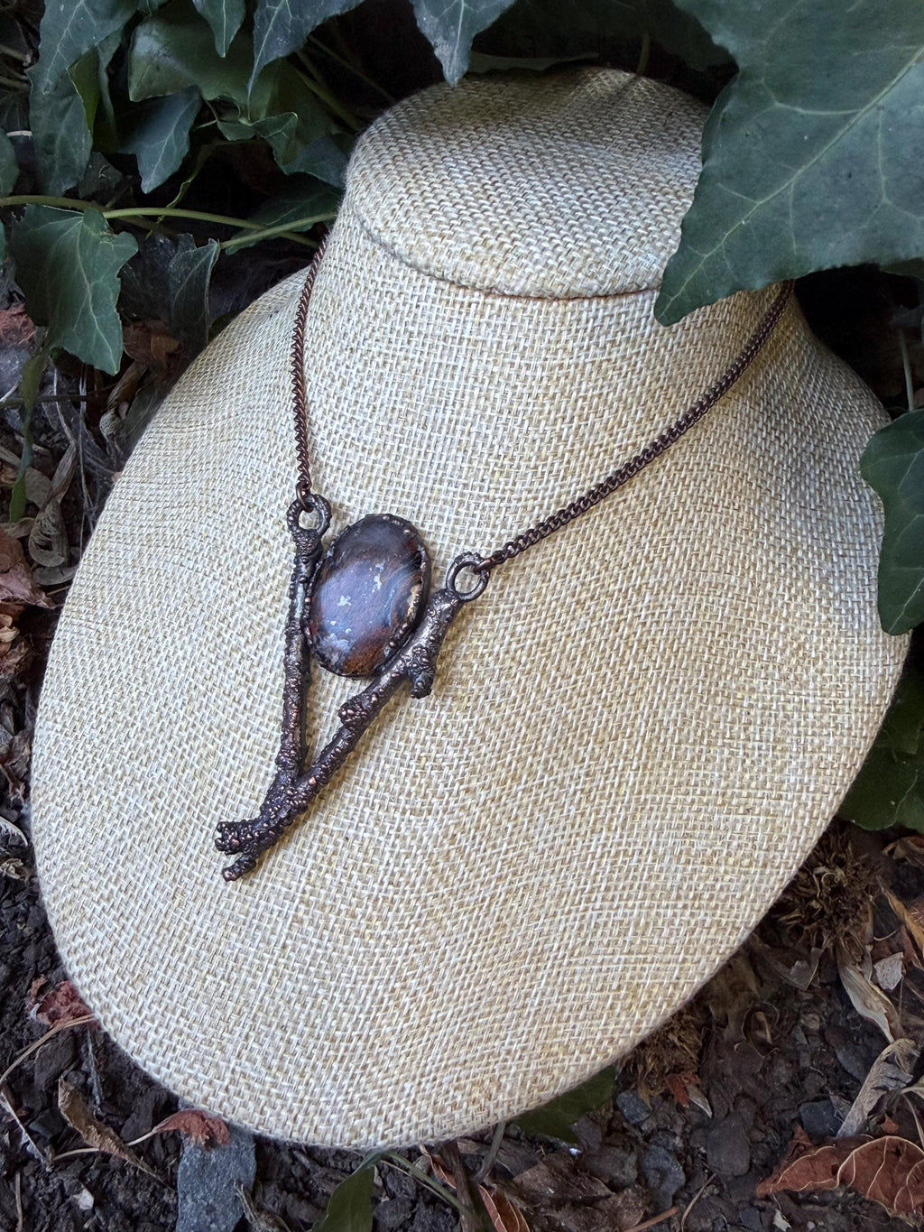 Pietersite Twig Pendant • Electroformed Copper • Handmade Necklace