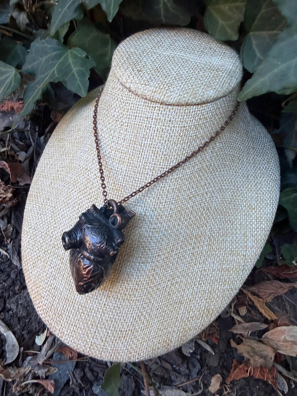 Anatomical Heart Necklace • Electroformed Copper Heart Pendant • Gothic Oddity Jewelry