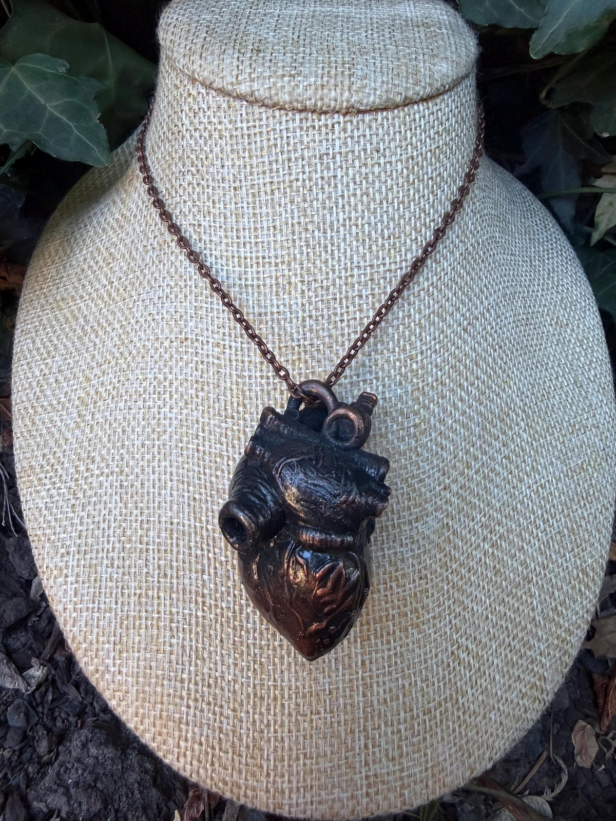 Anatomical Heart Necklace • Electroformed Copper Heart Pendant • Gothic Oddity Jewelry
