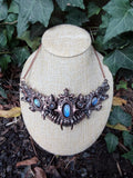Seven Rainbow Moonstone Statement Necklace • Electroformed Copper Collar • High Flash Moonstone • One of a Kind