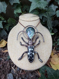 Spotted Longhorn Beetle · Labradorite · Electroformed Copper Pendant