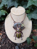 Electroformed Stag Beetle · Labradorite Statement Pendant