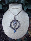 The Thorn Oracle • Electroformed Copper Pendant • Tourmalinated Quartz & Moonstone• Dark Botanical Jewelry