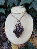 The Abyssal Weaver • Electroformed Seashell & Spider Pendant • Moonstone • Gothic Ocean Jewelry