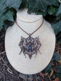 The Unholy Devotion • Electroformed Copper and Moonstone Praying Mantis Pendant • Biomechanical Gothic Jewelry